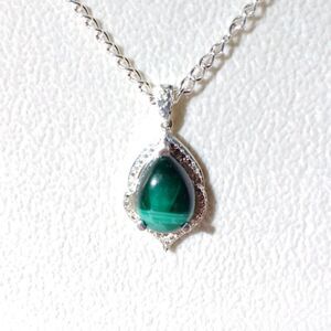 Malachite Pendant Necklace 18" Chain